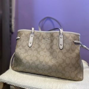 Coach Signature Drawstring Carryall Shoulder Bag F57842 TOTE BAG NUDE/CREAM/TAN